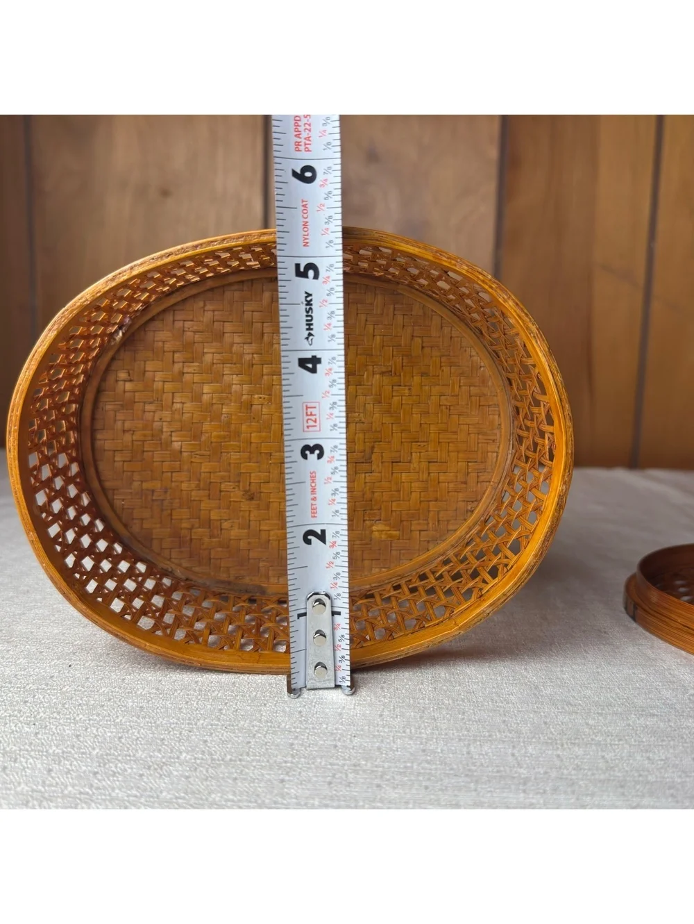 Vintage Shanghai Handicrafts Wicker Basket Lidded Oval Chinese Rattan Box